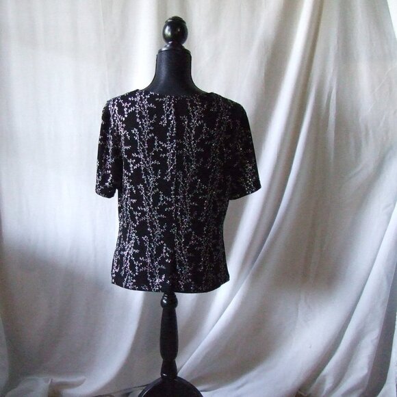Ronnie Nicole blouse shirt top plus size silver black evening vintage whimsigoth - Picture 3 of 14